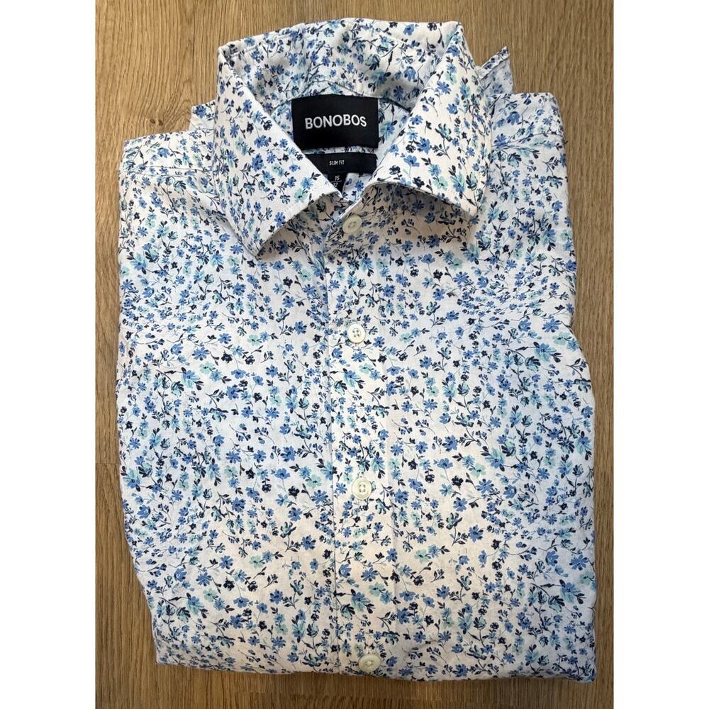 Bonobos Slim Fit 15/32 Long Sleeve Dress Shirt Floral Pattern